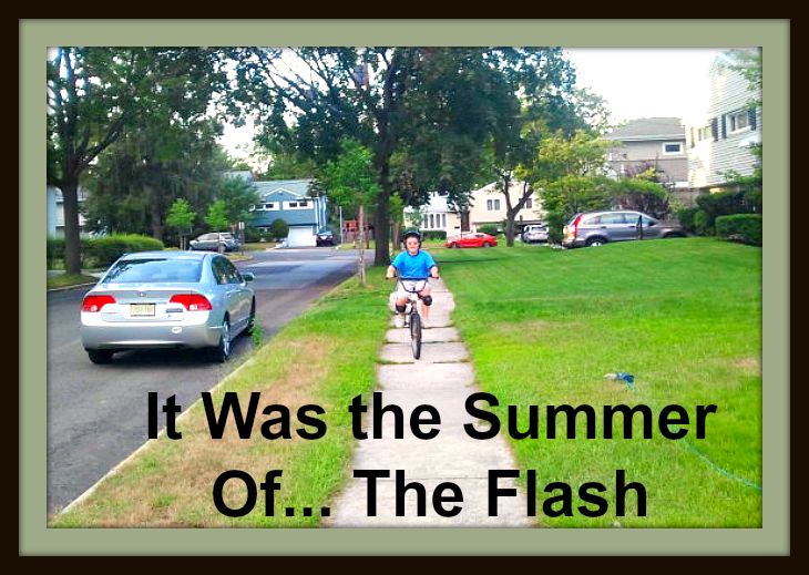 The Summer of... The Flash: SJ riding a bike.