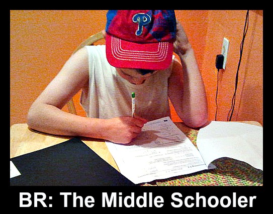 BR: The middle school boy hard at work.